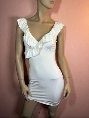 Windsor White Ruffle Bodycon Mini Dress